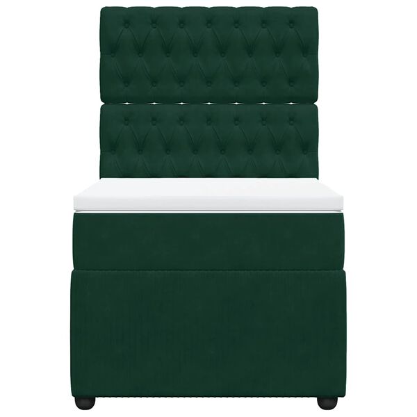 vidaXL Ł&oacute;żko kontynentalne z materacem, zielone, aksamit, 90x200 cm