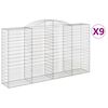 vidaXL Kosze gabionowe, 9 szt, 300x50x160/180 cm, galwanizowane żelazo