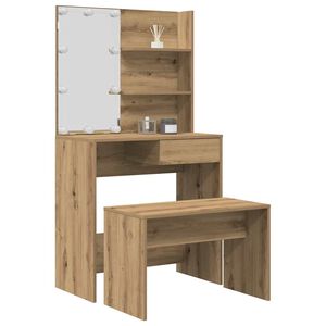 vidaXL Toaletka z oświetleniem LED dąb artisan materiał drewnopochodny