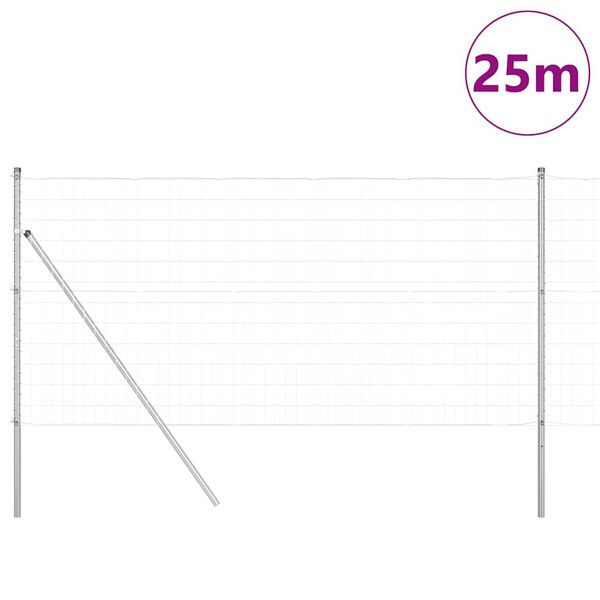 vidaXL Ogrodzenie z słupkiem Srebrny 1 x 25 m Stal i PVC