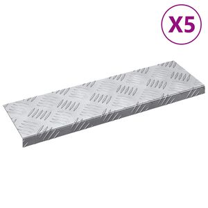 vidaXL Stopień Prostokątny 5 pcs Srebrny 60 x 18 cm Aluminium