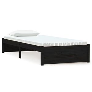vidaXL Rama ł&oacute;żka, czarna, lite drewno, 75x190 cm, pojedyncza