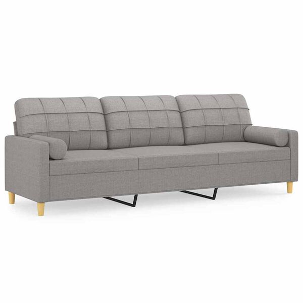 vidaXL 3-osobowa sofa wypoczynkowa z poduszkami, jasnoszara, 210 cm