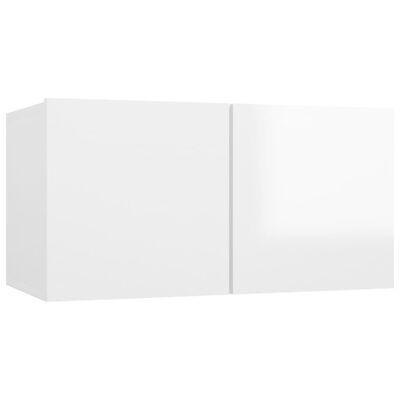 vidaXL Szafka wisząca pod TV, wysoki połysk, biała, 60x30x30 cm