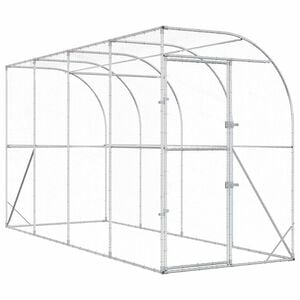 vidaXL Kurnik przy ścianie srebrny 600 x 150 x 215 cm Stal ocynkowana