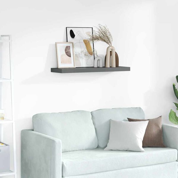 vidaXL P&oacute;łki ścienne na zdjęcia, 2 szt., szare, 80x9x3 cm, MDF