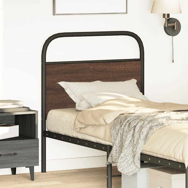 vidaXL Wymienne wezgłowie, brązowy dąb, 75 cm, stal i materiał drewnopochodny