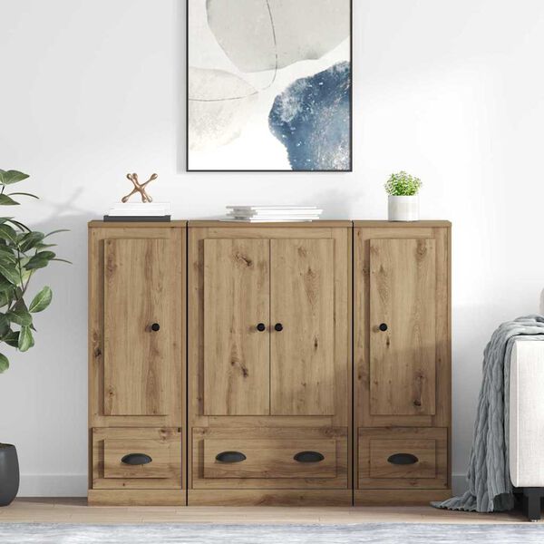 vidaXL Highboard 3 pcs Dąb rzemieślniczy Materiał drewnopochodny