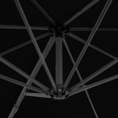 vidaXL Parasol wiszący z aluminiowym słupkiem, czarny, 300 cm