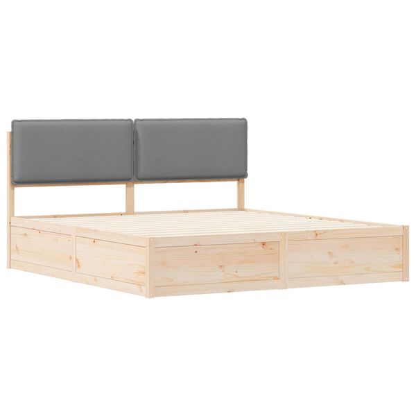 vidaXL Ramka ł&oacute;żka z tapicerowanym wezgłowiem Jasnoszary 180 x 200 cm