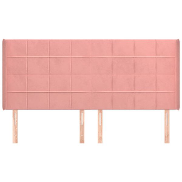 vidaXL Zagł&oacute;wek uszak, r&oacute;żowy, 183x16x118/128 cm, aksamit