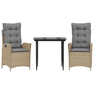 vidaXL 5-cz. zestaw mebli ogrodowych z poduszkami, beżowy, polirattan