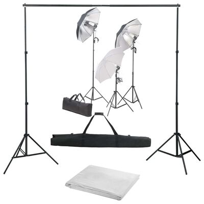 vidaXL Fotograficzny zestaw studyjny z lampami i tłem