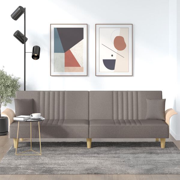 vidaXL Rozkładana kanapa z podłokietnikami, kolor taupe, obita tkaniną