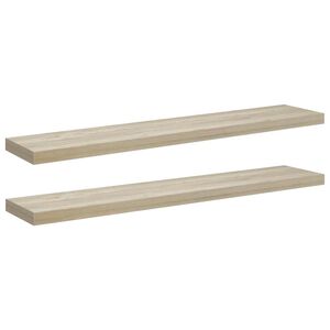 vidaXL P&oacute;łki ścienne, 2 szt., kolor dębowy, 120x23,5x3,8 cm, MDF
