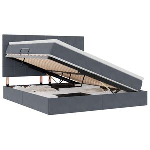 vidaXL Ł&oacute;żko z miejscem na przechowywanie i LED Ciemnoszary Aksamit