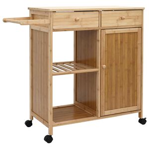 vidaXL W&oacute;zek kuchenny z k&oacute;łkami Naturalny 90,5 x 36 x 86,5 cm Bambus