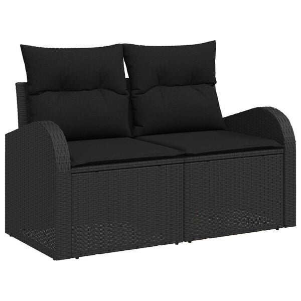 vidaXL Zestaw Sof na Ogr&oacute;d z poduszką 5 pcs Czarny Rattan poli
