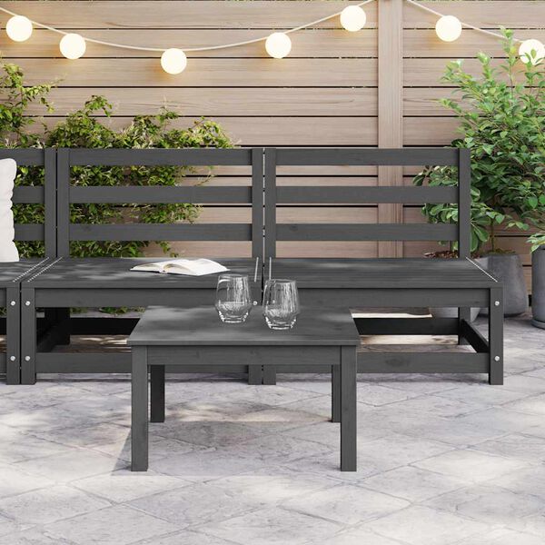 vidaXL Ogrodowe siedziska środkowe, 2 szt., szare, lite drewno sosnowe