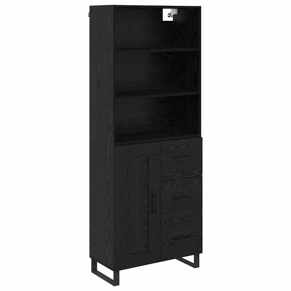 vidaXL Highboard Czarny Dąb 69,5 x 34 x 180 cm Materiał drewnopochodny