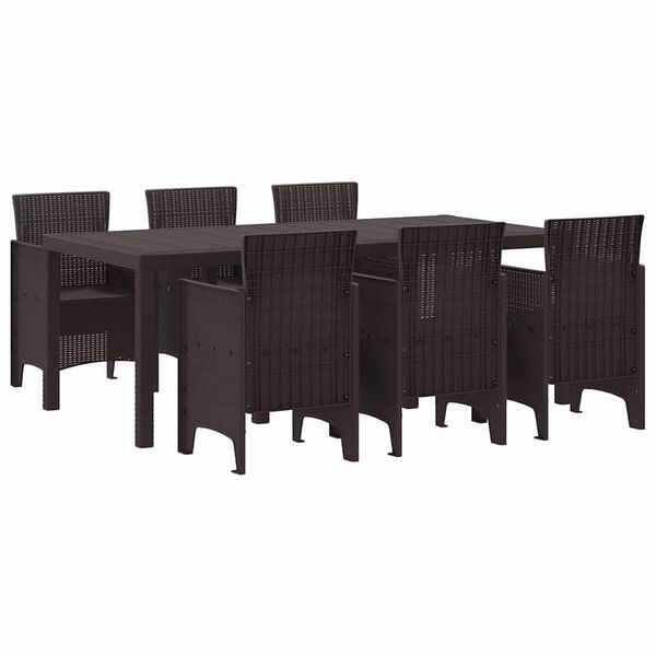 vidaXL Zestaw do jadalni w ogrodzie 7 pcs Brązowy Rattan Polt