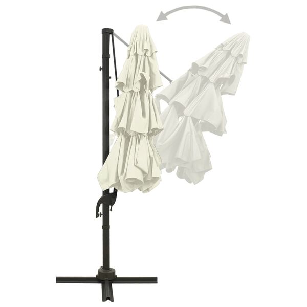 vidaXL 4-poziomowy parasol na aluminiowym słupku, piaskowy, 3x3 m