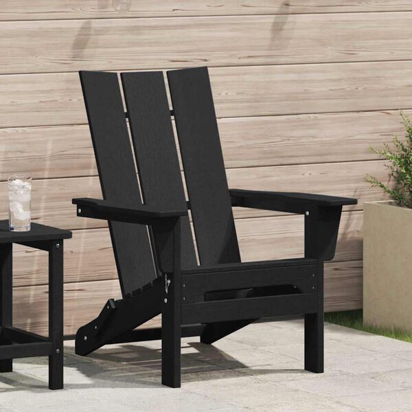 vidaXL Składany fotel Adirondack Czarny 74.5 x 80.5 x 90cm HDPE