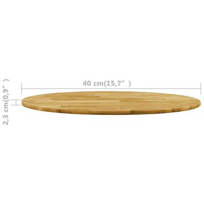 vidaXL Okrągły blat do stolika z litego drewna dębowego, 23 mm, 400 mm