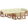 vidaXL Zestaw sof na zewnątrz z poduszką 9 pcs Naturalny i Kremowy