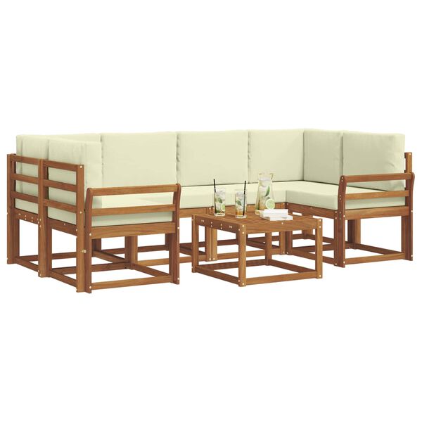 vidaXL Zestaw sof na zewnątrz z poduszką 7 pcs Naturalny i Kremowy