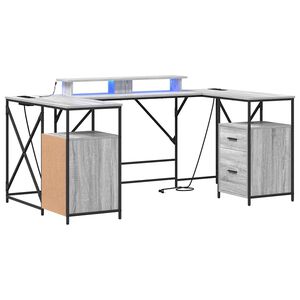 vidaXL Biurko Szary Sonoma Drewno inżynieryjne 182 x 101 x 87,5 cm