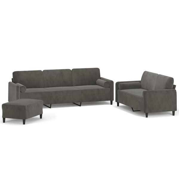 vidaXL 3-częściowy komplet wypoczynkowy z poduszkami, ciemnoszary