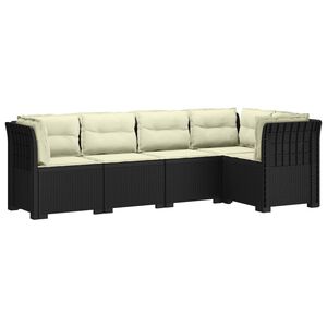 vidaXL 5-osobowa sofa ogrodowa z poduszkami w stylu rattanowym PP