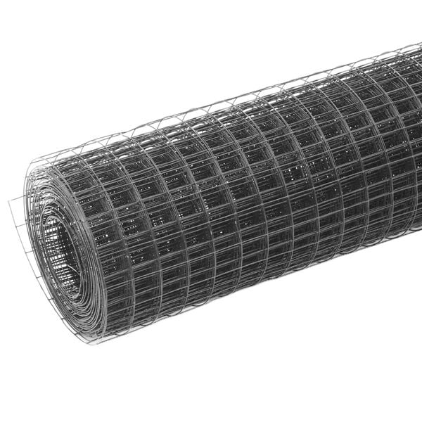 vidaXL Ogrodzenie z siatki, stal i PVC, 25x0,5 m, szare