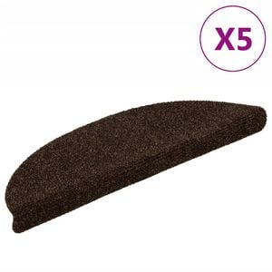 vidaXL Maty na schody samoprzylepne 5 szt. 56x17x3 cm Brązowe p&oacute;łokrągłe