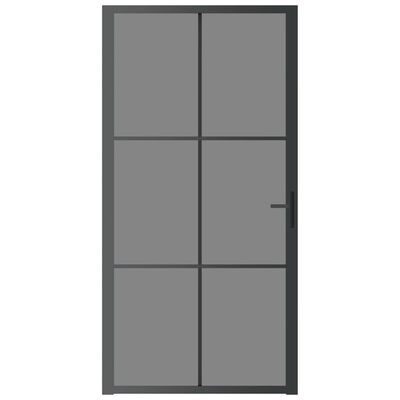 vidaXL Drzwi wewnętrzne, 102,5x201,5 cm, czarne, szkło ESG i aluminium