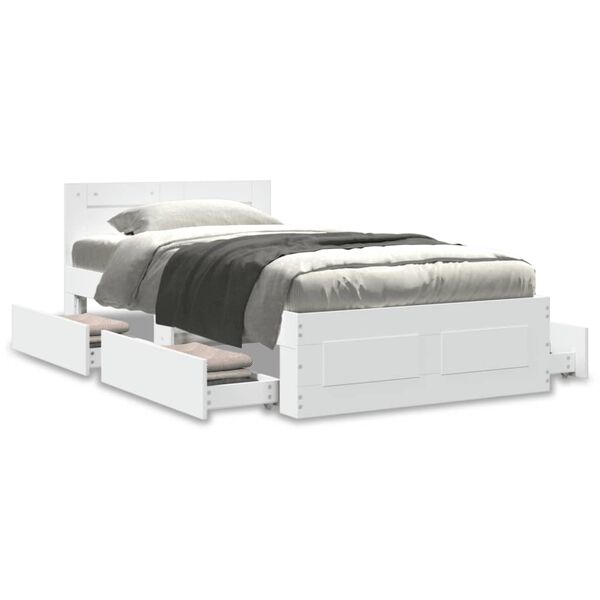 vidaXL Rama ł&oacute;żka z zagł&oacute;wkiem bez materaca, biała, 90x200 cm