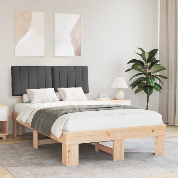 vidaXL Ramka ł&oacute;żka z tapicerowanym wezgłowiem Ciemnoszary 120 x 190 cm