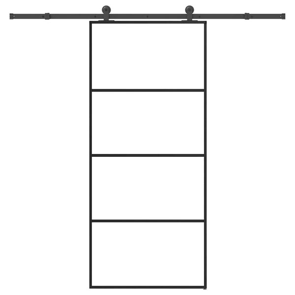 vidaXL Drzwi przesuwne z osprzętem, 90x205 cm, szkło ESG i aluminium