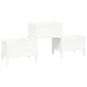 vidaXL Donica, biała, 178,5x44x75 cm, lite drewno sosnowe