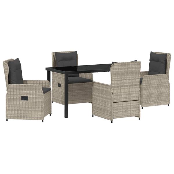 vidaXL Zestaw do jadalni w ogrodzie 5 pcs Jasnoszary polirattan