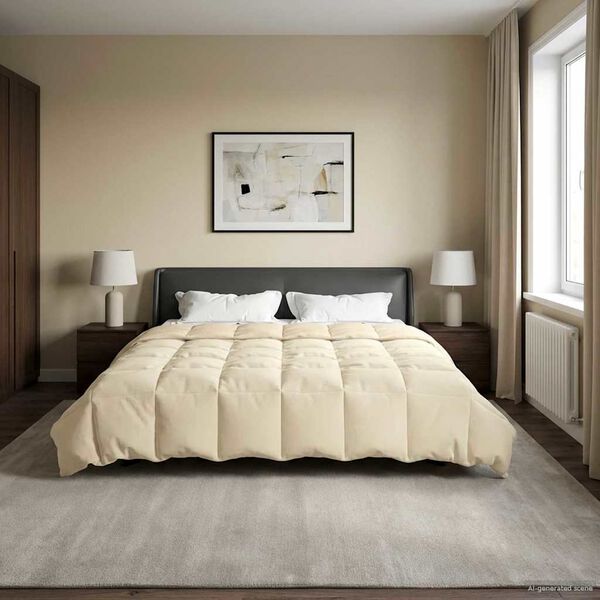 vidaXL Letni Kołdra Kwiłtowany Kremowy 200 x 240 cm Mikrofibra