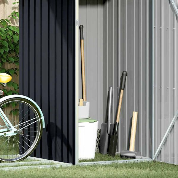 vidaXL Szopa z wiatą na drewno, antracyt, 245x98x159 cm, stal