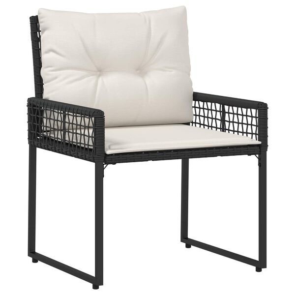 vidaXL Zestaw Mebli Ogrodowych z poduszką 3 pcs Czarny i Biały