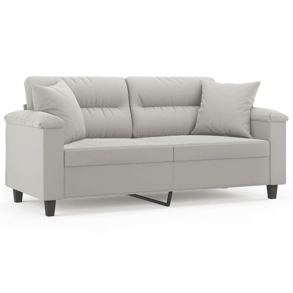 vidaXL 2-osobowa sofa z poduszkami, jasnoszara, 140 cm, mikrofibra