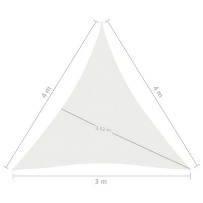 vidaXL Żagiel przeciwsłoneczny, 160 g/m², biały, 3x4x4 m, HDPE