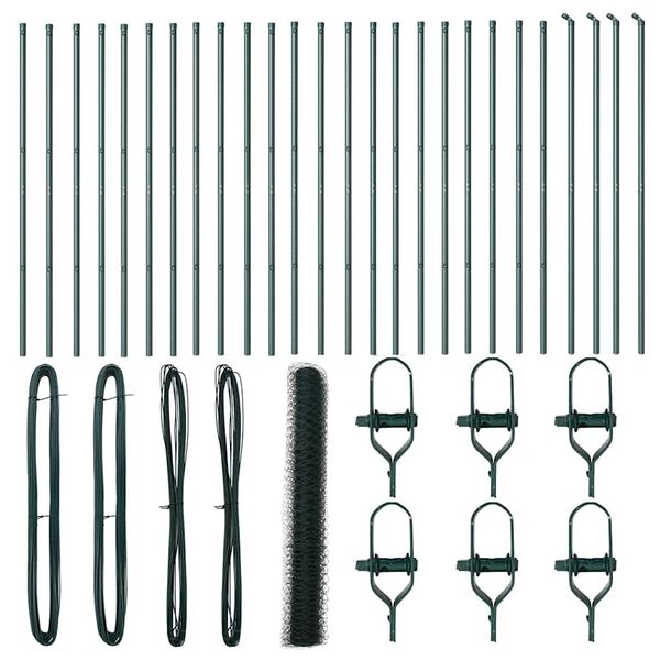 vidaXL Ogrodzenie z słupkami Zielony 1 x 50 m Stal pokryta PCV