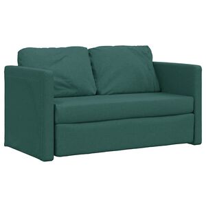 vidaXL Sofa podłogowa 2-w-1, ciemnozielona, 112x174x55 cm, tkanina