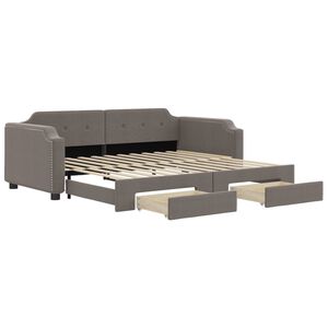 vidaXL Sofa rozsuwana z szufladami, taupe, 90x200 cm, tkanina