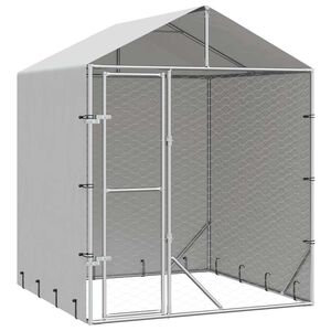 vidaXL Kojec dla psa, z dachem, srebrny, 2x2x2,5 m, stal galwanizowana